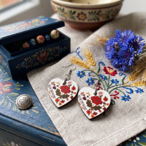 kociewskie kolczyki w kształcie serca